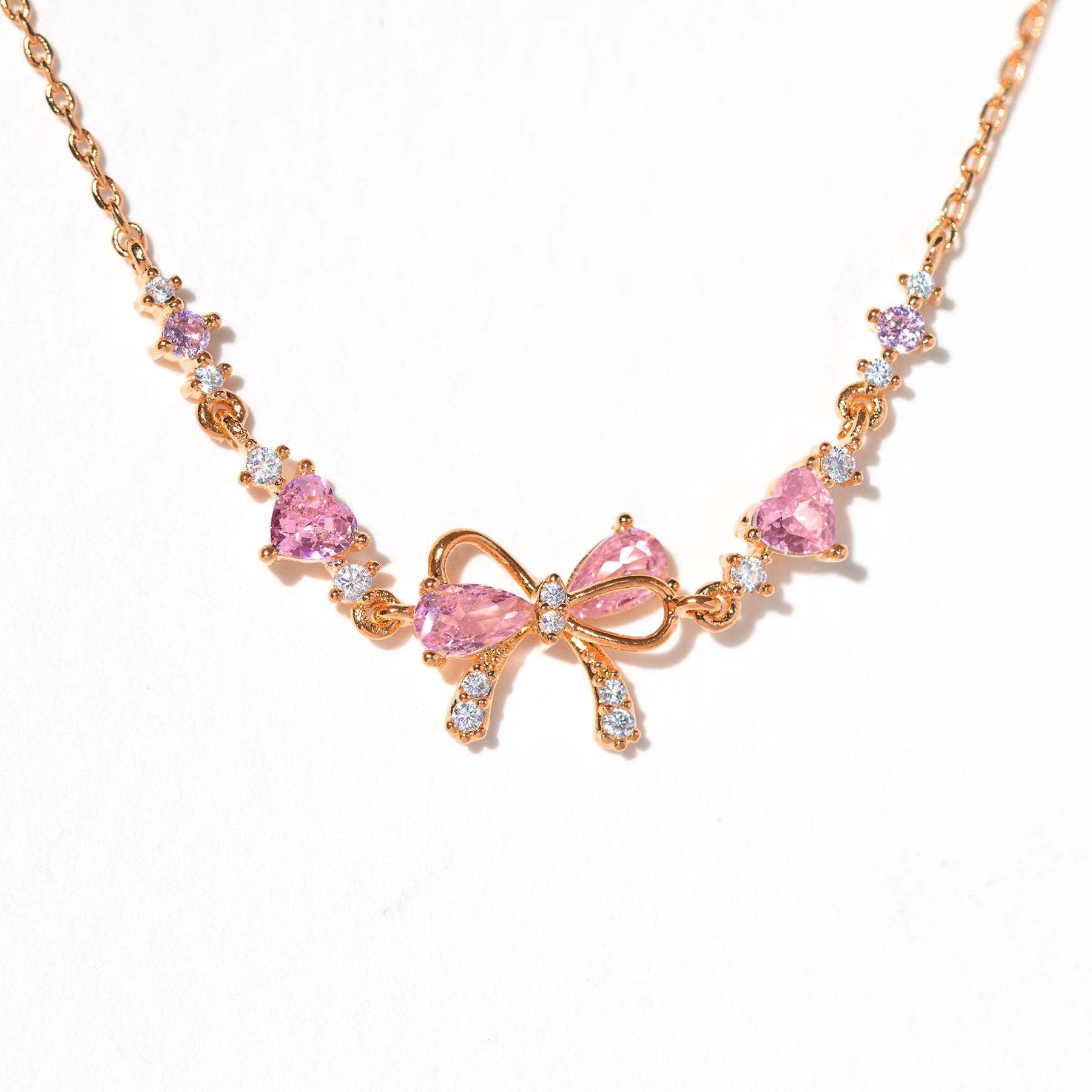 Kaze Love Zircon Butterfly Festival Bracelet | Heart Copper Zircon Bracelet in Gold, Silver &amp; Rose Gold Rose Gold Bow Necklace