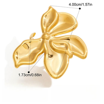Kaze Bougainvillea Flower Jewellery Set | 18K Gold Floral Ring, Earrings, Necklace &amp; Bracelet Ring