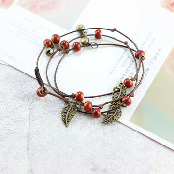 Kaze Classic Charm Bracelet for Girls | Adjustable Iron Alloy Ceramic Charm Bracelet in 3 Colours Red