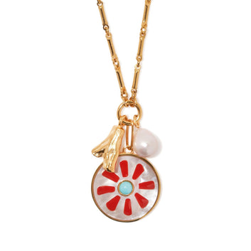 Kaze Multi-Pendant Coloured Gemstone Necklace | 18K Gold Charm Necklace in 4 Styles Round Necklace