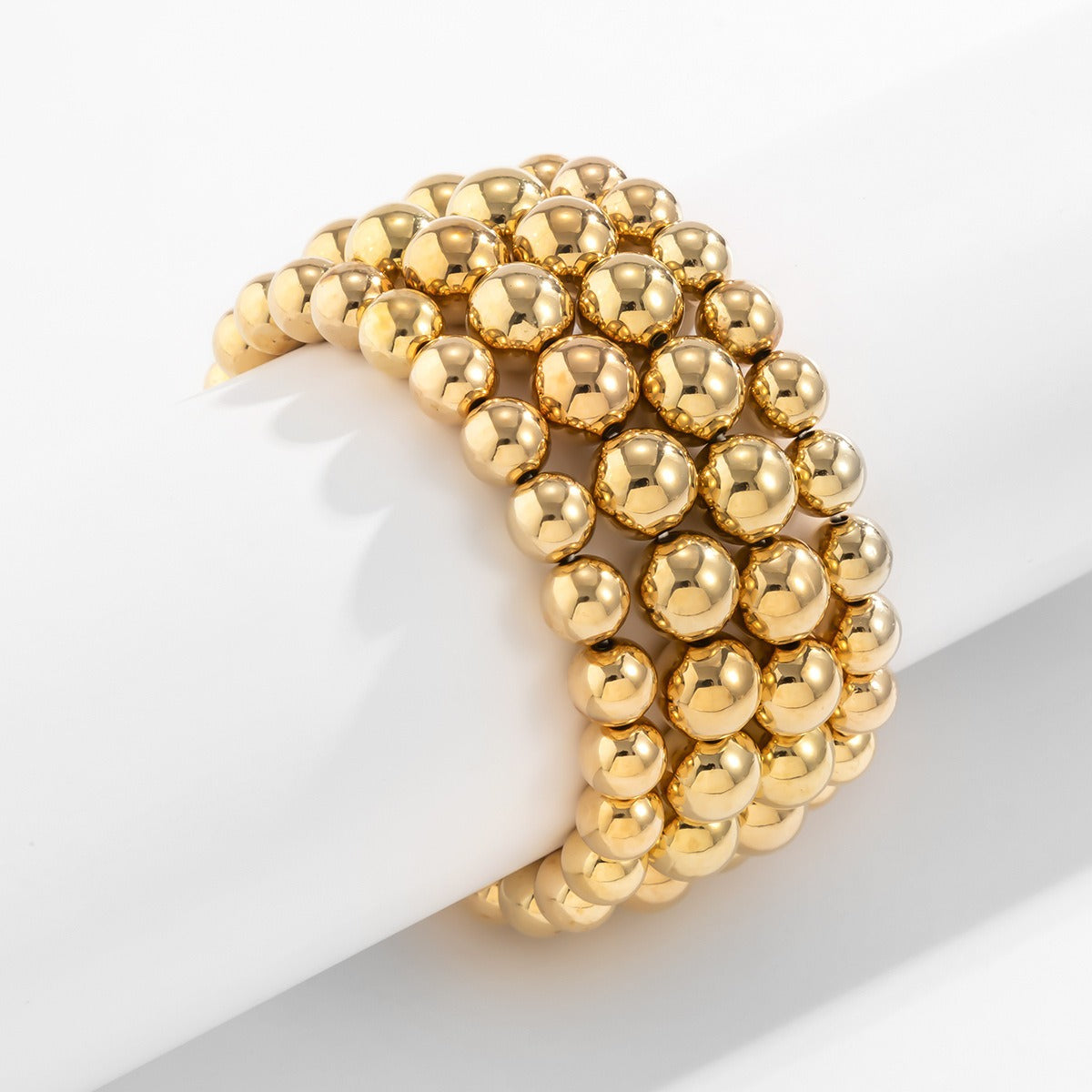 Kaze Punk Oversized Round Bead Chain Bracelet | 18K Gold Bold Statement Bracelet