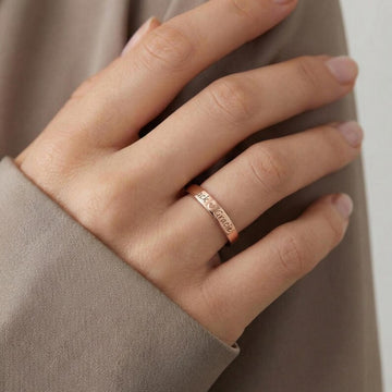 Kaze Customized Smooth Name Engraving Ring | Personalised Band Ring in Silver, Gold &amp; Rose Gold