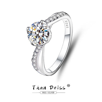 Kaze S925 Titanium Moissanite Ring | D-Color Moissanite &amp; Zircon Ring Sizes 5–9 Empty setting (without main stone)