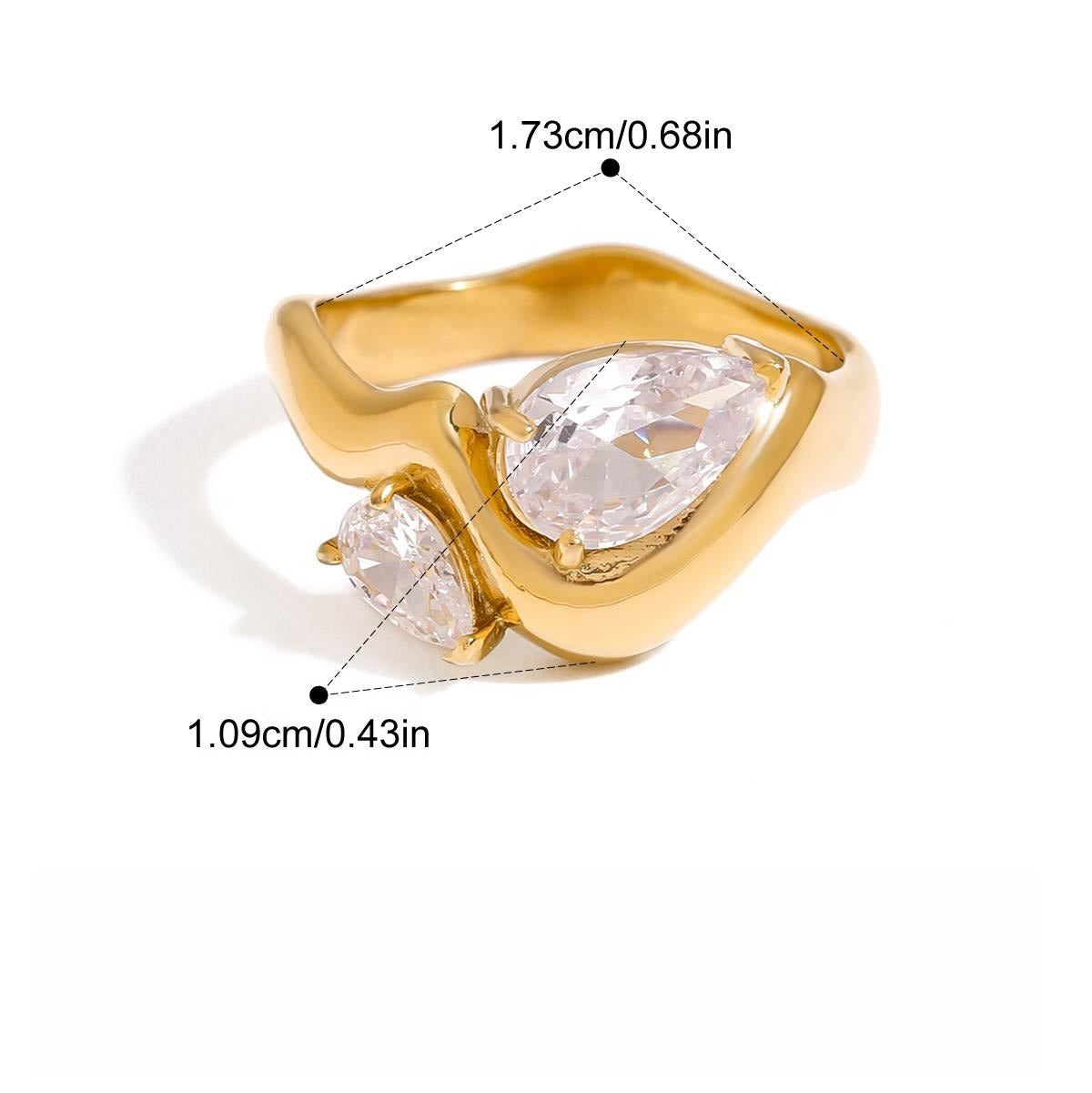 Kaze 18K Gold Zircon Titanium Steel Ring | Sparkling Zircon Ring in Sizes 6, 7 &amp; 8 US 7US Only