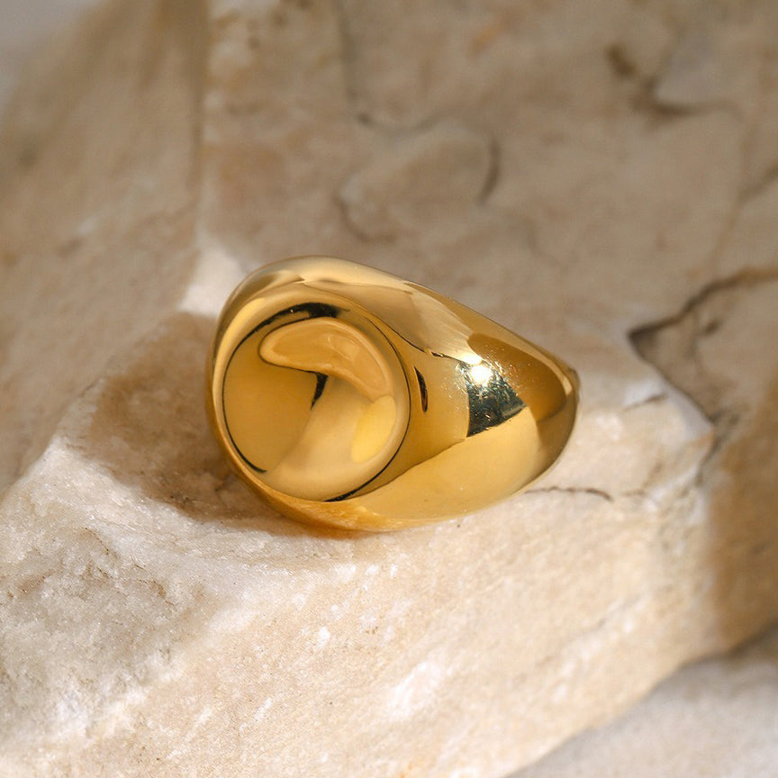 Kaze Elegant Geometric Design Ring | 18K Gold Light Luxury Ring in Gold &amp; Silver Sizes 6–8