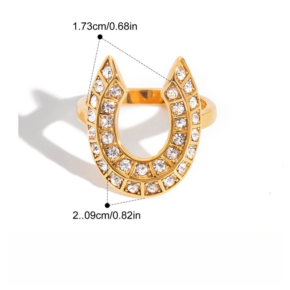 Kaze 18K Gold-Plated Inlaid Cubic Zirconia Titanium Ring | Sparkling Ring in Ring A, B &amp; C Ring B 7US