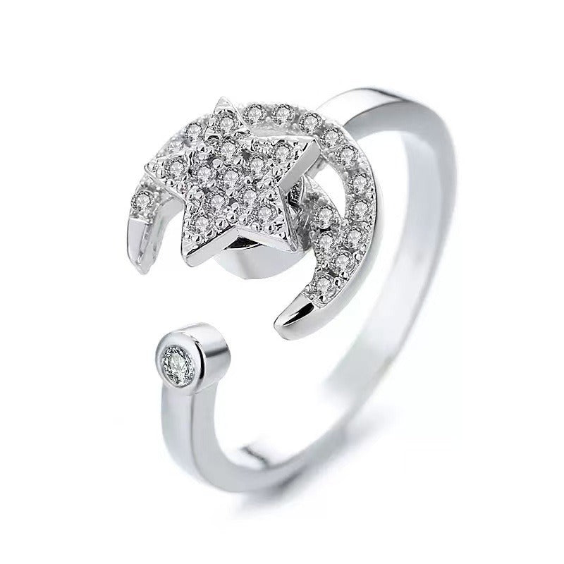 Kaze S925 Silver Rotating Cubic Zirconia Ring | 18K Gold Sterling Silver Spinner Ring in 6 Styles