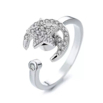Kaze S925 Silver Rotating Cubic Zirconia Ring | 18K Gold Sterling Silver Spinner Ring in 6 Styles