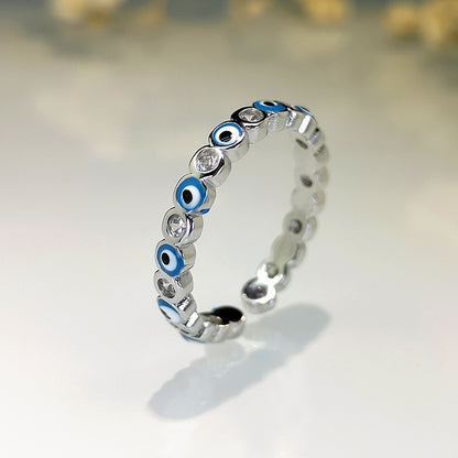 Kaze Exaggerated Eye Design Gemstone Open Ring | 18K Gold Oil-Drip Enamel Ring in 18 Variants
