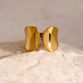 Kaze Simple Geometric Design Ring | 18K Gold Minimalist Adjustable Ring in Gold &amp; Silver