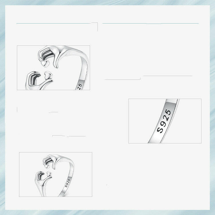 Kaze Endless Love Adjustable Heart Ring | Sterling Silver Open Heart Ring for Women