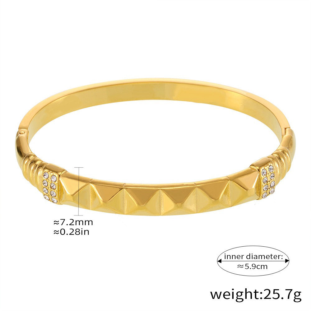 Kaze Geometric Hollow Design Bracelet | 18K Gold Statement Bangle — 12 Style Variants Style D-34