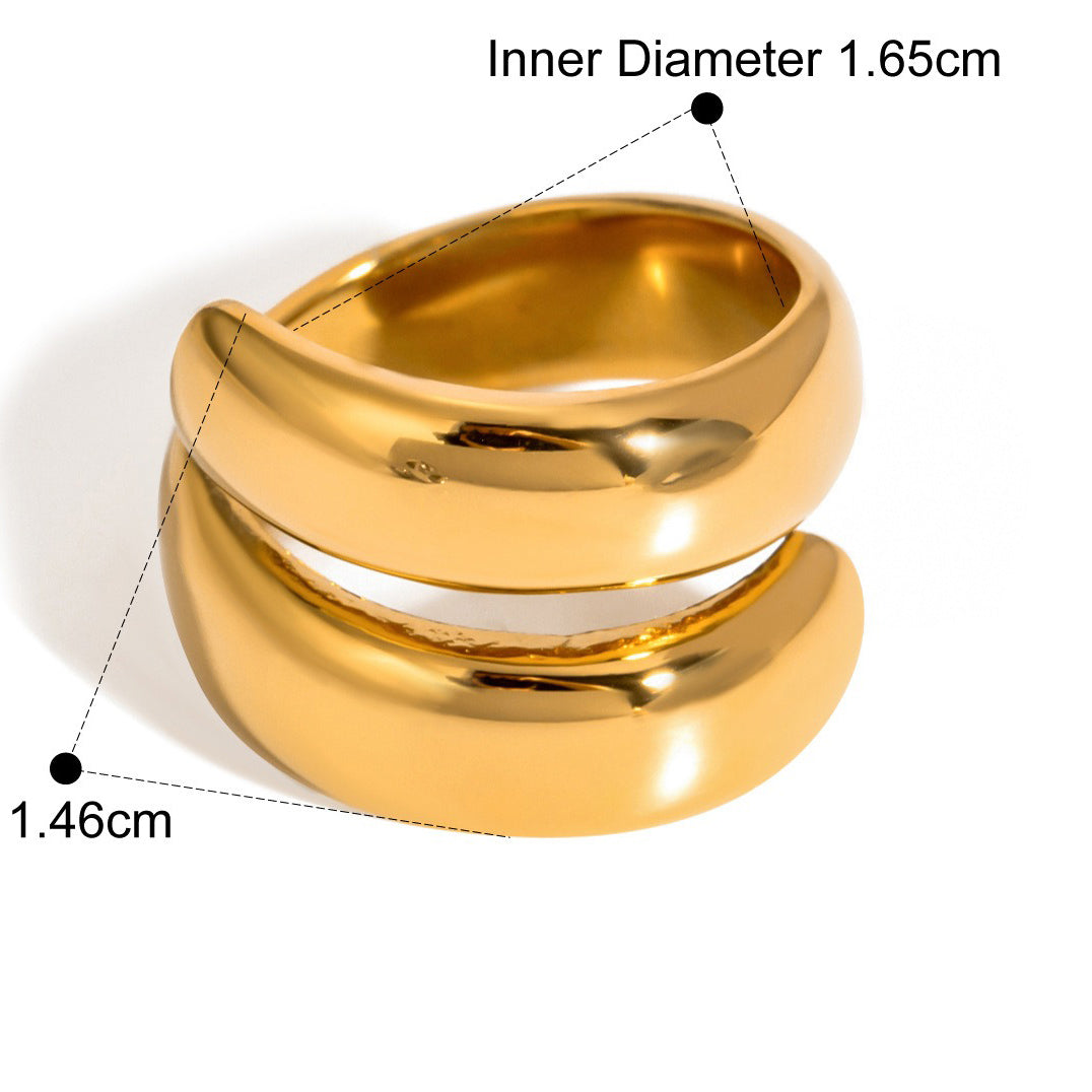 Kaze Double-Layer Spring-Shaped Ring | 18K Gold Elegant Adjustable Ring in Gold &amp; Silver Gold Adjustable