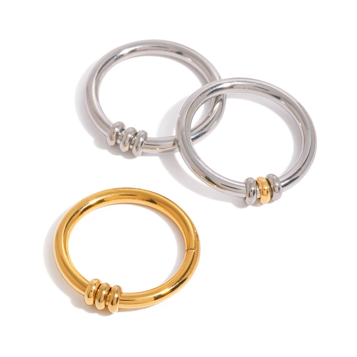 Kaze Leaf Vine Geometric Open Ring | 18K Gold Nature-Inspired Adjustable Ring