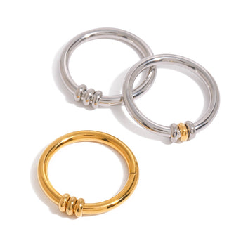 Kaze Leaf Vine Geometric Open Ring | 18K Gold Nature-Inspired Adjustable Ring