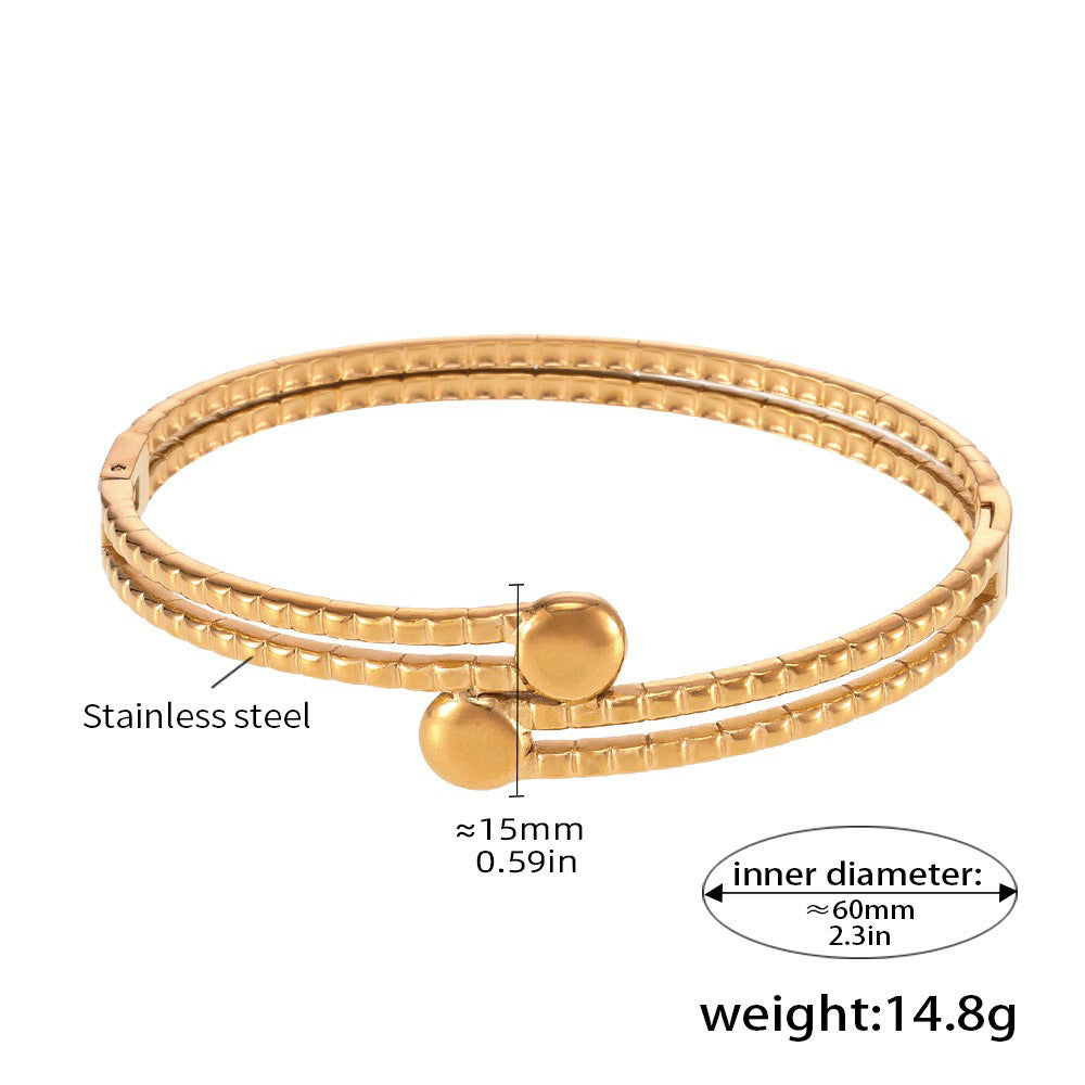 Kaze Double-Layer Textured Bracelet | 18K Gold Adjustable High-End Bracelet in Gold &amp; Silver