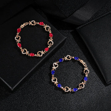 Kaze Hollow Love Rhinestone Heart Bracelet | Copper Adjustable Romantic Bracelet in 6 Styles