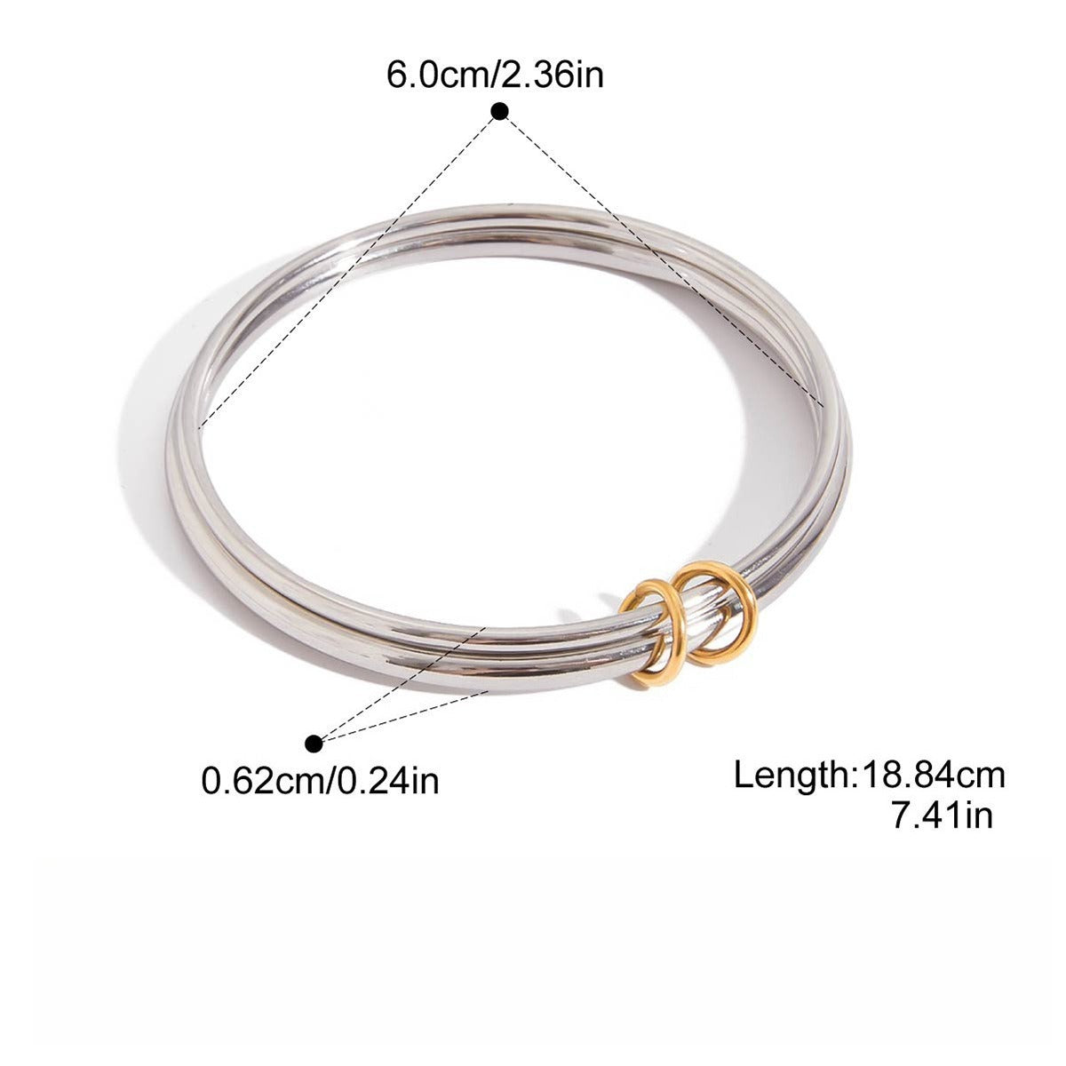 Kaze Two-Tone Multi-Strand Bracelet | 18K Gold &amp; S925 Silver Contrast Bracelet Bracelet B