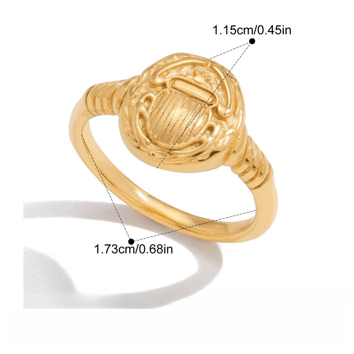 Kaze Ladybug Zircon Titanium Steel Ring | 18K Gold Lucky Charm Ring in Ring A, B &amp; C Ring A 7US