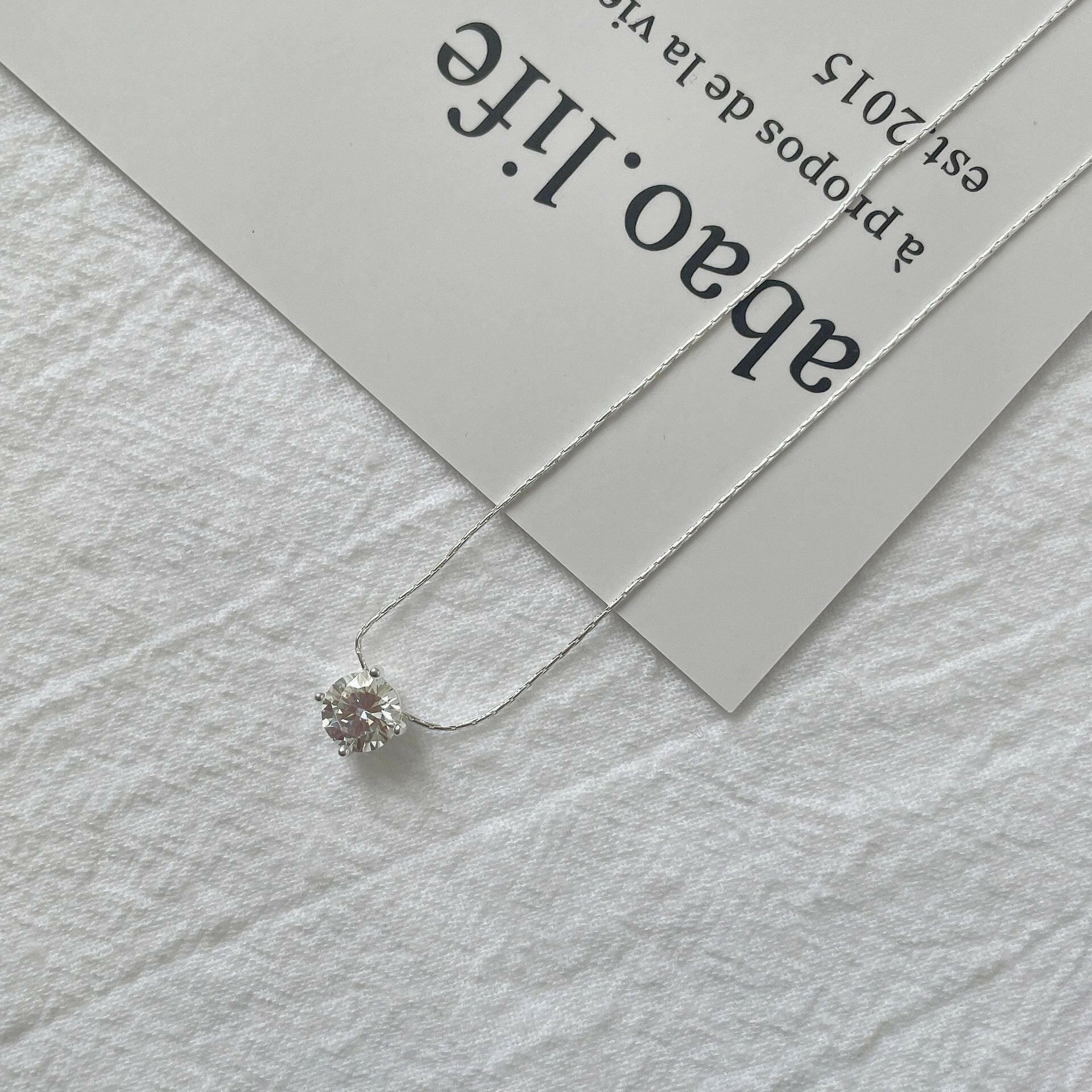 Kaze S925 Diamond Pendant Snake Bone Chain Necklace | Sterling Silver &amp; Yellow Gold Necklace Plain Silver 925 Silver
