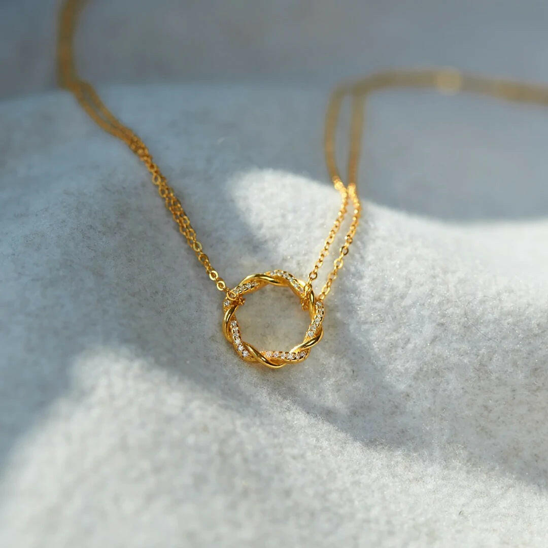 Kaze Twisted Nail Pendant Necklace | S925 Yellow Gold Sterling Silver Necklace