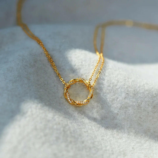 Kaze Twisted Nail Pendant Necklace | S925 Yellow Gold Sterling Silver Necklace