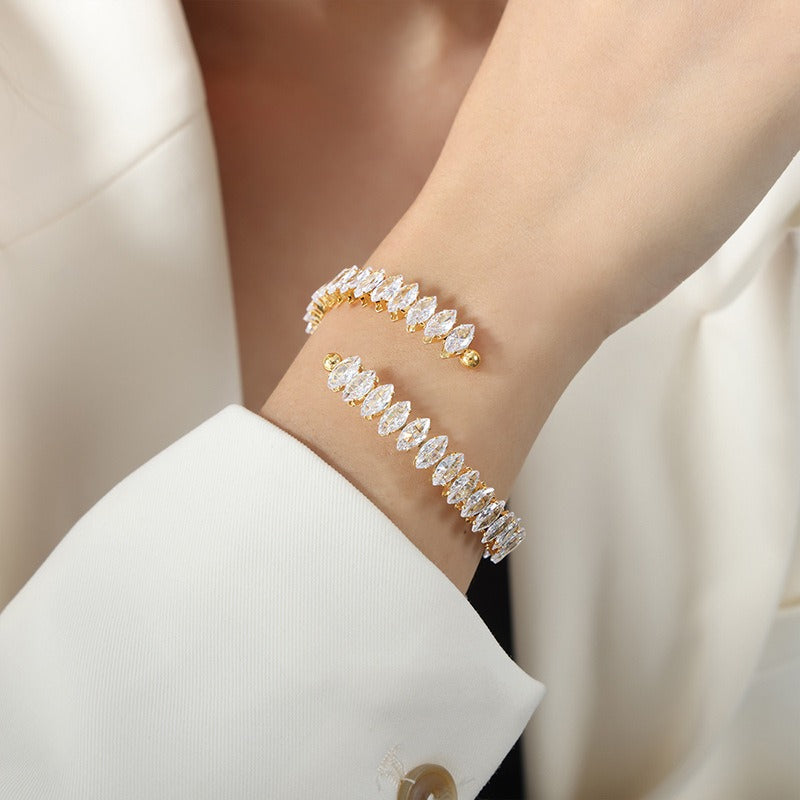 Kaze 18K Gold Gemstone Dazzling Bracelet | Luxury Gemstone Bracelet in 14 Colour Variants White