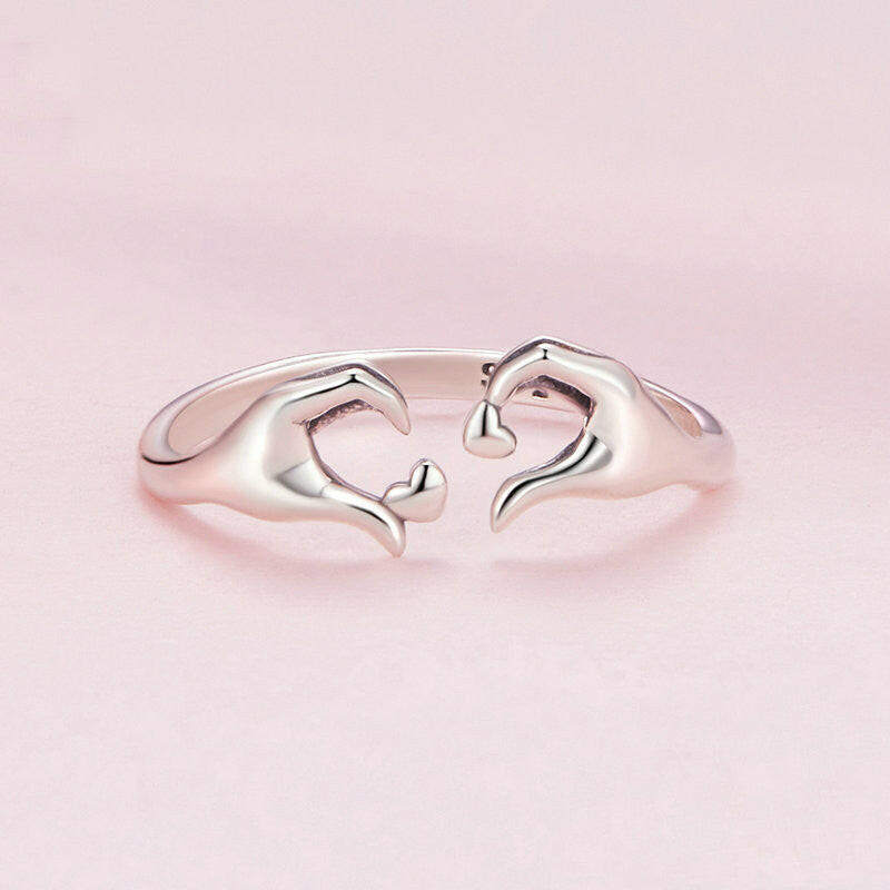 Kaze Endless Love Adjustable Heart Ring | Sterling Silver Open Heart Ring for Women