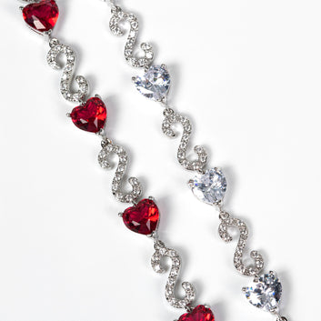 Kaze S925 Number-Spliced Heart Cubic Zirconia Bracelet | Sterling Silver Sparkling Bracelet in 2 Colours