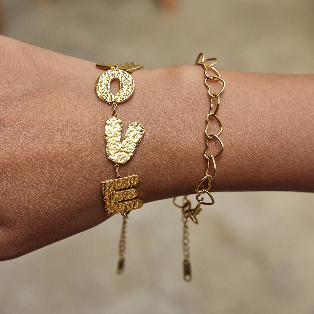 Kaze Letter Design Titanium Bracelet | 18K Gold-Plated Personalised Bracelet