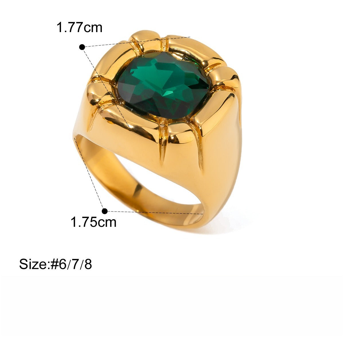 Kaze Maple Leaf Titanium Steel Ring | 18K Gold Nature-Inspired Ring in Sizes 6, 7 &amp; 8 US Ring B