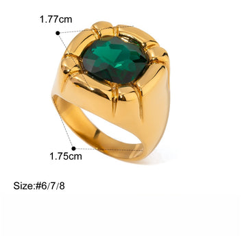 Kaze Maple Leaf Titanium Steel Ring | 18K Gold Nature-Inspired Ring in Sizes 6, 7 &amp; 8 US Ring B