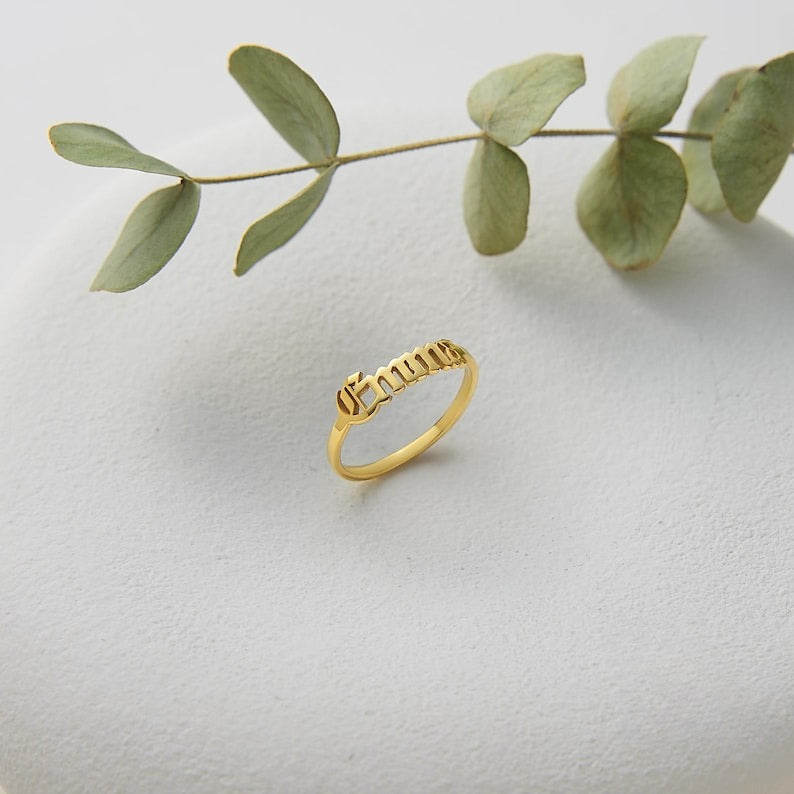 Kaze Personalised Smooth Name Engraved Ring | Custom Name Ring in Silver, Gold &amp; Rose Gold