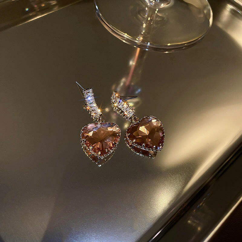 Kaze Korean Trendy Zircon Statement Earrings | Crystal Stud Earrings in Grey, Pink, Green &amp; Clear