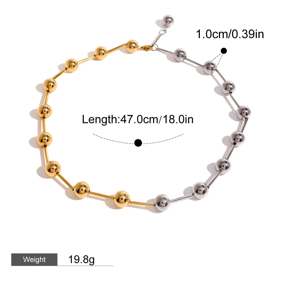 Kaze 18K Gold Heart-Shaped Jewellery Set with Gold and Silver Contrast | Necklace, Bracelet, Ring &amp; Earrings Style B-Necklace-04