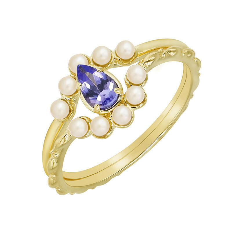 Kaze Geometric Tanzanite Sterling Silver Ring | S925 Silver Blue-Violet Gemstone Ring Silver