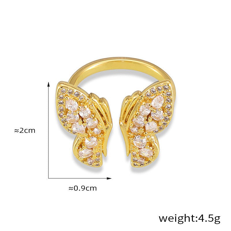 Kaze Noble Butterfly Diamond Ring | 18K Gold Adjustable Luxury Ring