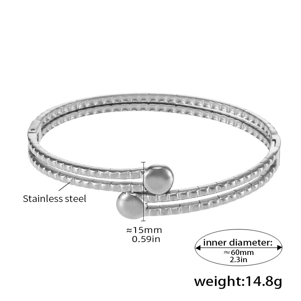 Kaze Double-Layer Textured Bracelet | 18K Gold Adjustable High-End Bracelet in Gold &amp; Silver
