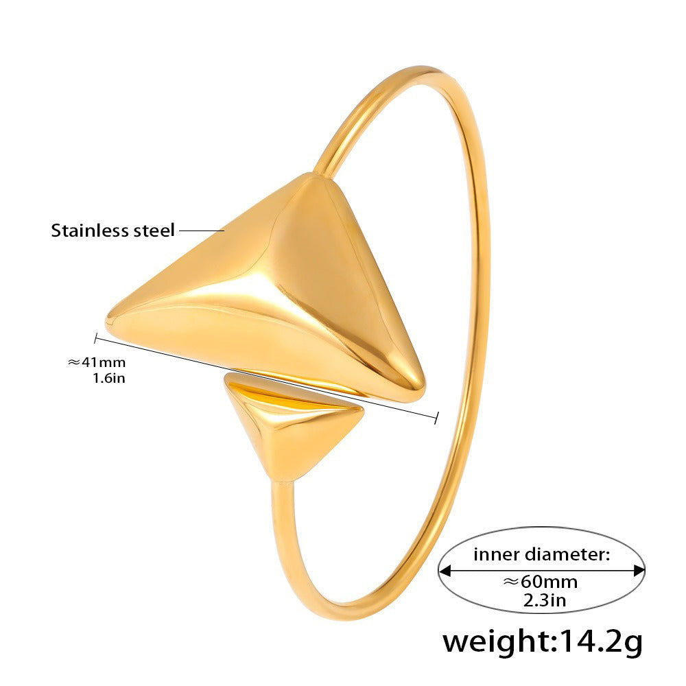 Kaze Large &amp; Small Triangle Open Bangle | 18K Gold Geometric Bracelet in Gold &amp; Silver