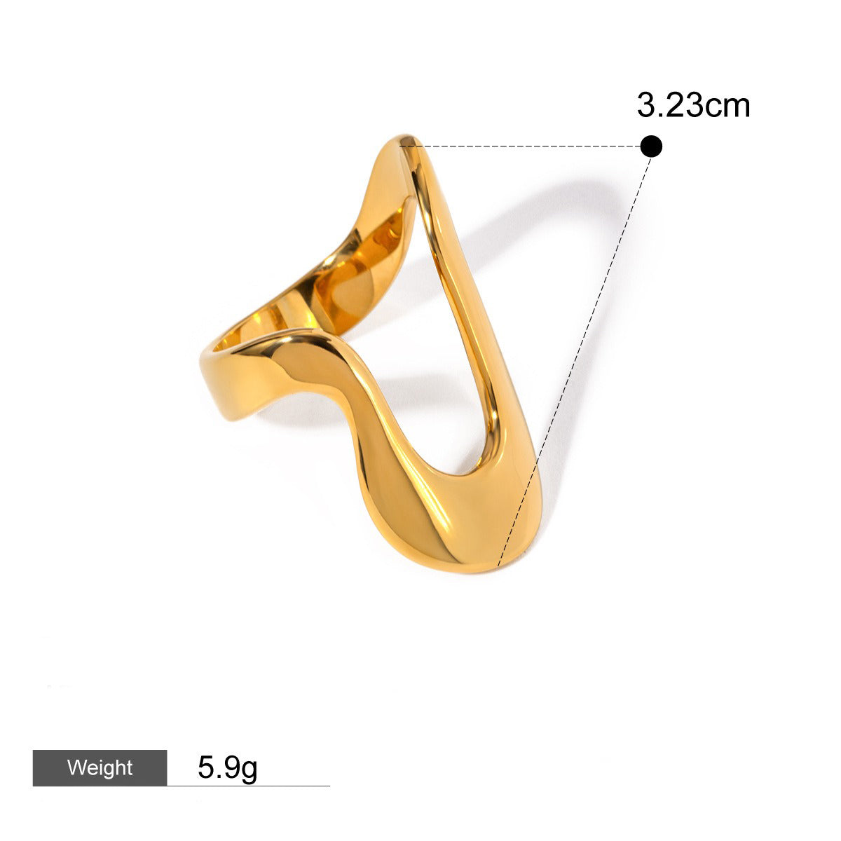 Kaze Luxury Modern Geometric Ring Collection | 18K Gold Ring in 9 Distinct Styles Style H-13