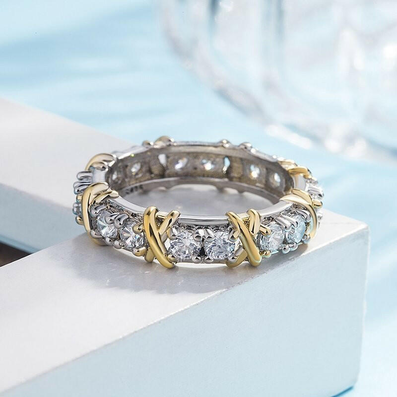 Kaze Shiny Luxe Geometric Ring | Silver, Two-Tone &amp; Rose Gold Ring Sizes 5–13