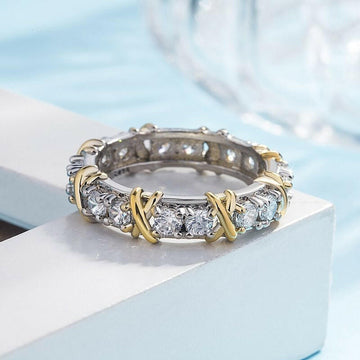 Kaze Shiny Luxe Geometric Ring | Silver, Two-Tone &amp; Rose Gold Ring Sizes 5–13