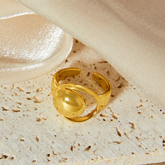 Kaze Geometric Hollow Hip-Hop Style Ring | 18K Gold Stainless Steel Adjustable Statement Ring