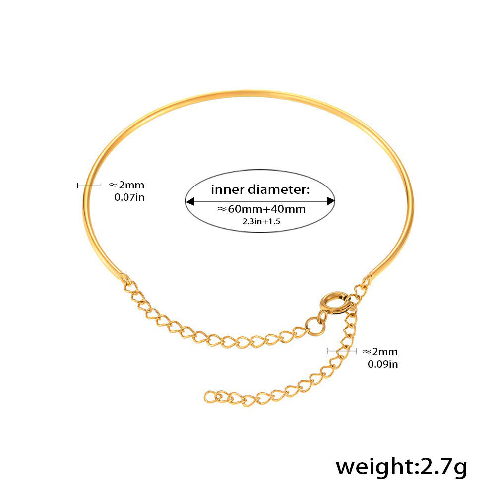 Kaze C-Shape Chain Open Bangle | 18K Gold Classic Fashion Bracelet