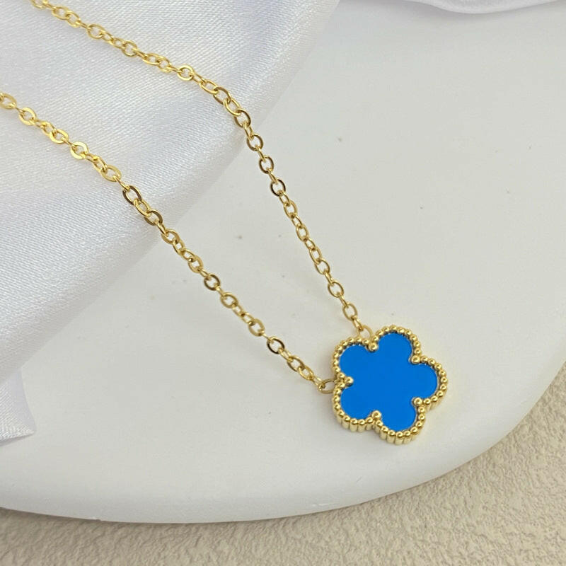 Kaze Lucky Girl Double-Sided Titanium Necklace | Reversible Colourful Pendant in 8 Colours Blue
