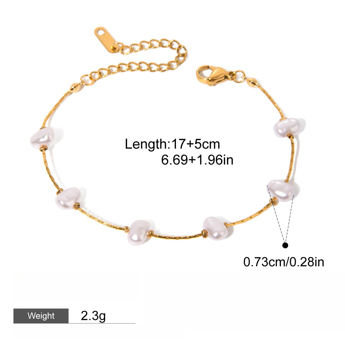 Kaze Gold-Plated Pearl Stainless Steel Bracelet | 18K Gold Pearl Bracelet in 9 Styles BraceletC