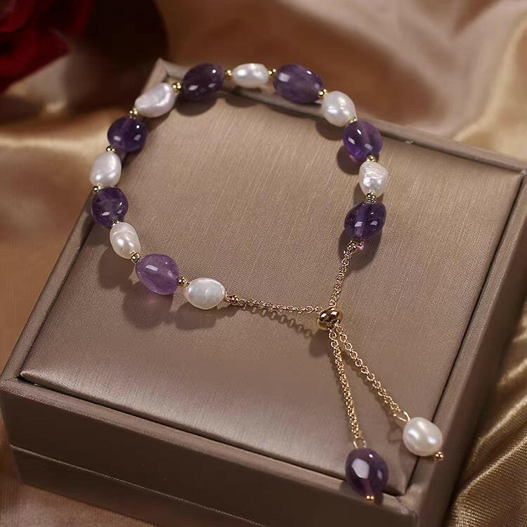 Kaze Korean-Style Crystal Slider Bracelet | Natural Pearl Adjustable Bracelet in 11 Styles 8 Style