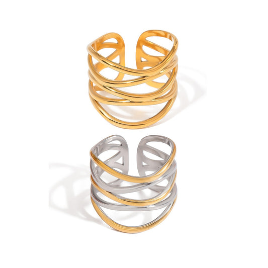 Kaze 18K Gold Luxury Titanium Adjustable Ring | Elegant Ring in Ring A, B &amp; C Sizes 6 &amp; 8 US