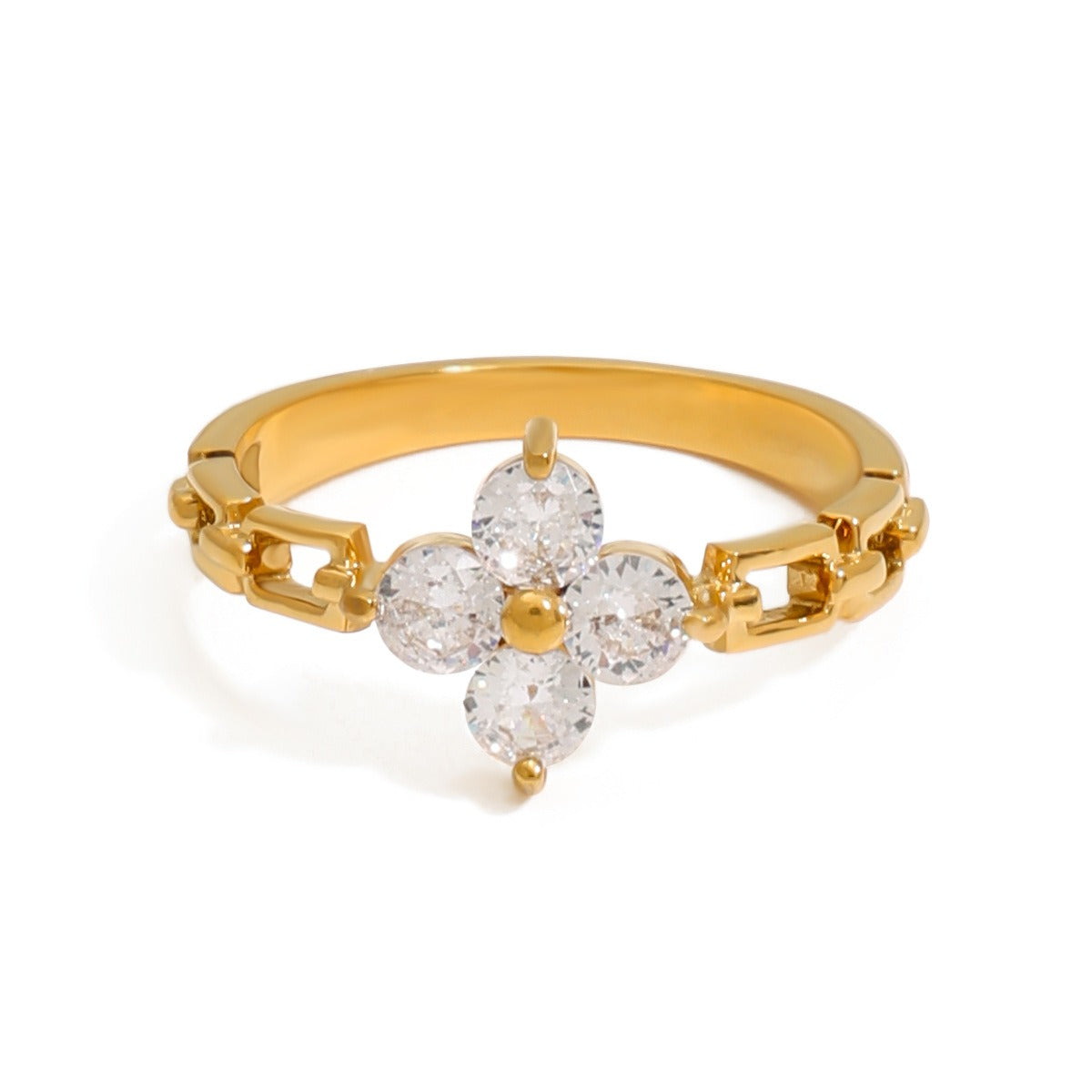 Kaze Flower Gemstone Ring | 18K Gold Floral Ring with Gemstone Detail