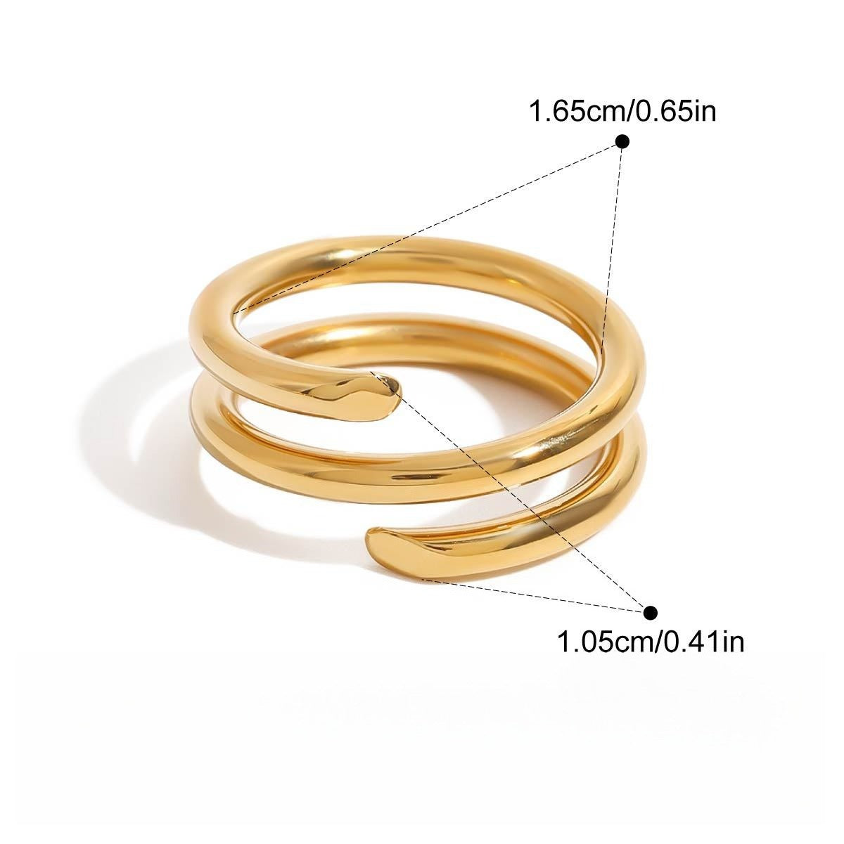 Kaze 18K Gold Titanium Spring Design Ring | Architectural Gold Ring in Ring A &amp; B Sizes 6–8 US Ring A